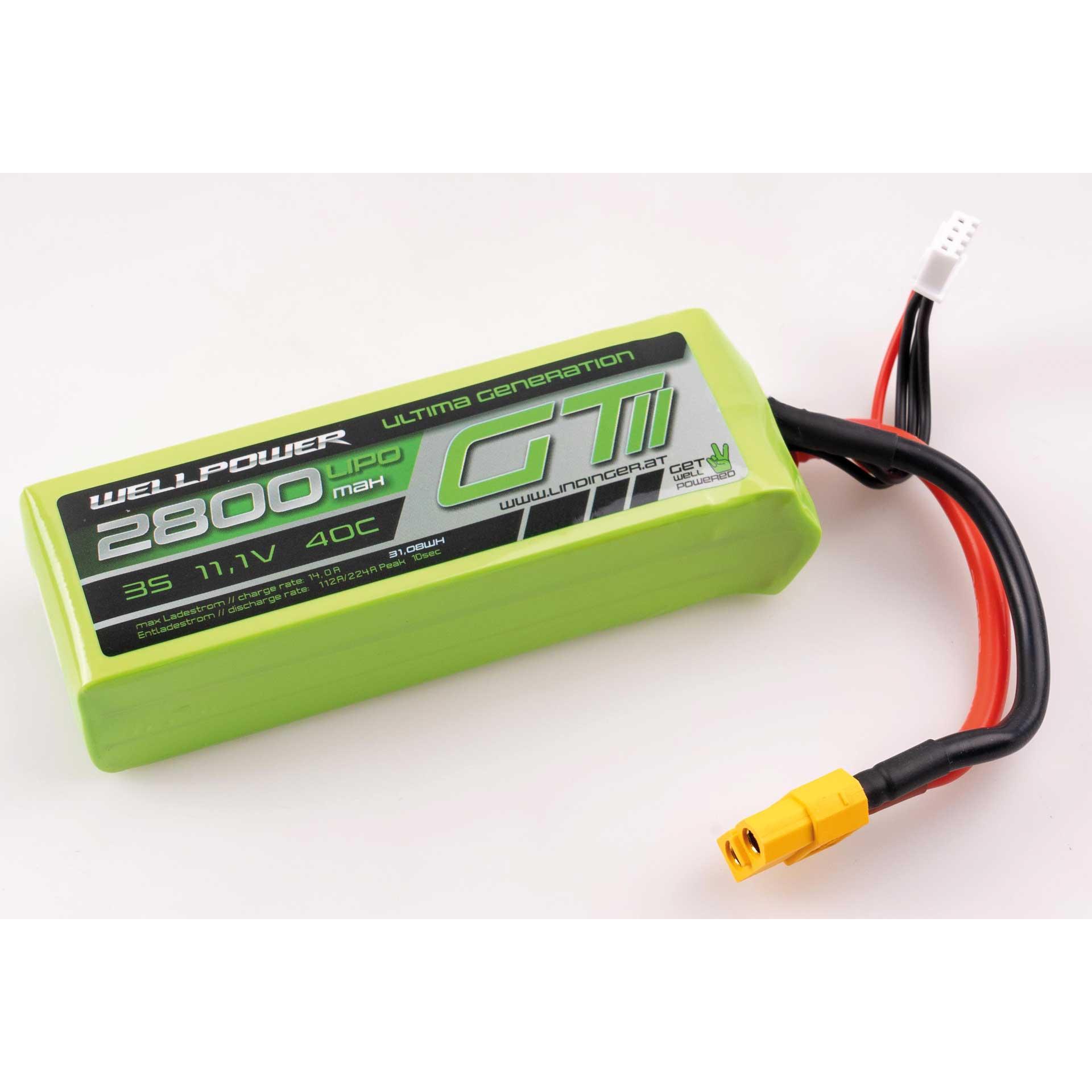 Wellpower LIPO AKKU ULTIMA GT II 2800 mAh / 11,1 Volt 3S 40/80C CH5/8 XT-60 (11.10 V, 2800 mAh)