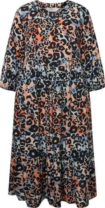 Image du produit Miamoda Robe maxi coupe trapèze à motif léopard, col tunisien et manches 3/4 (54)