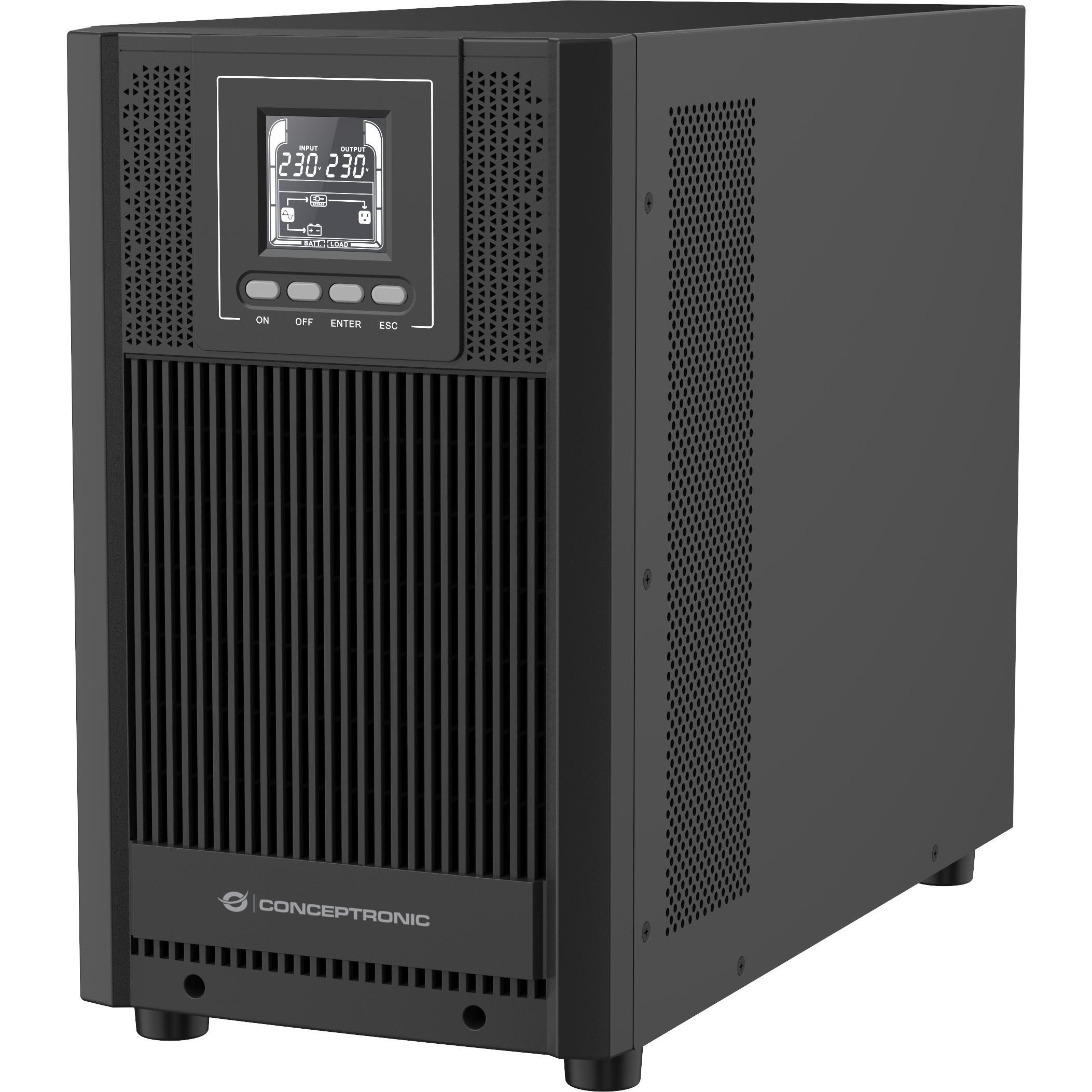 Conceptronic ZEUS USV 3000VA Online UPS,IEC EPO Port (3000 VA, 2700 W, Online-Doppelwandler USV), USV