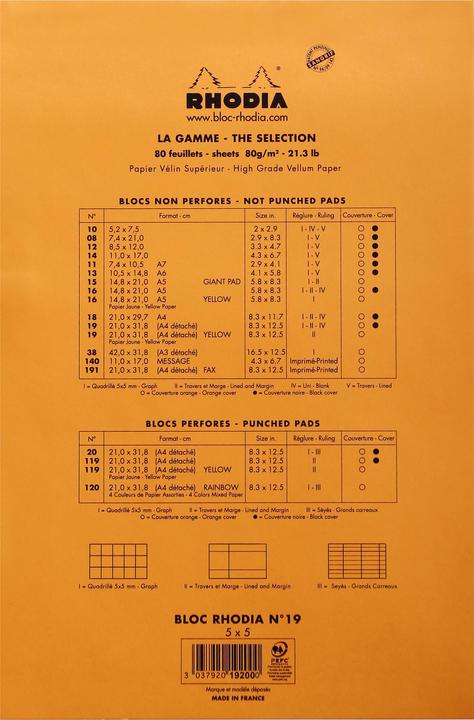 Image du produit Rhodia Blocs agrafés 80 g Basics (A4+, Quadrillé, Couverture souple)