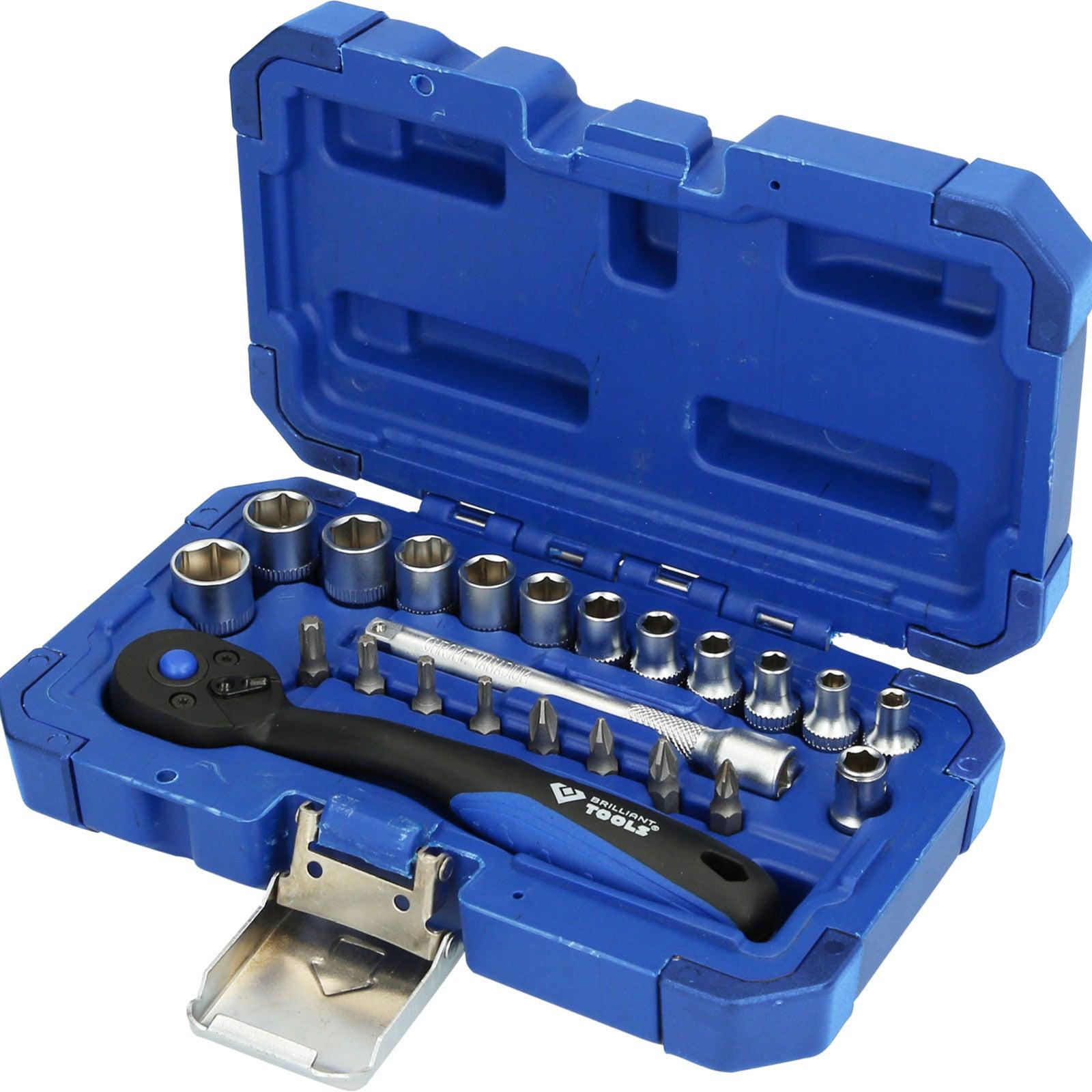 Brilliant Tools, Chiave a bussola + esagonale, 1/4 Steckschlüssel-Satz, 23-tlg. (6 mm, 12 mm, 10 mm, 7 mm, 11 mm, 5 mm, 8 mm, 9 mm, 13 mm, 4 mm)