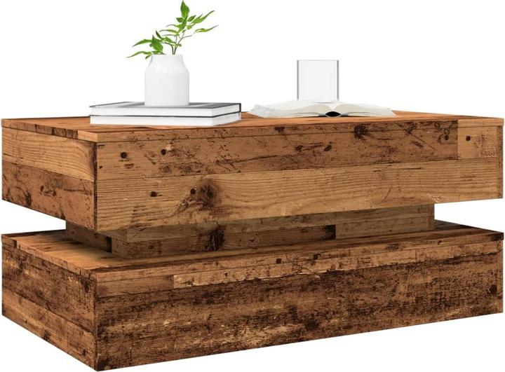 Image du produit VidaXL Table basse Table d'appoint Table de salon avec lampes LED Imitation vieux bois (90 x 50 x 40 cm)