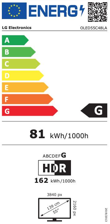 Etichetta energetica LG OLED55C48LA (55", C4, OLED, 4K, 2024)