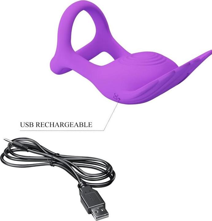 Actual product image Pretty Love Vibrant Penis Ring 7 Vibrations Purple Silicone (4.80 cm)