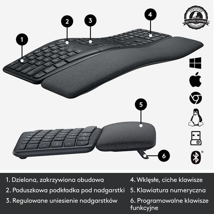 Produktbild Logitech Ergo K860 Split (Eng. Int., Kabellos)