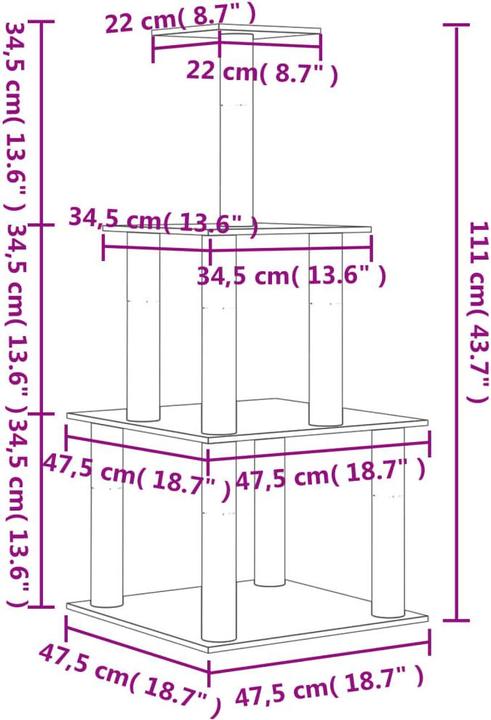 Produktbild vidaXL Kratzbaum (111 cm, Hellgrau)