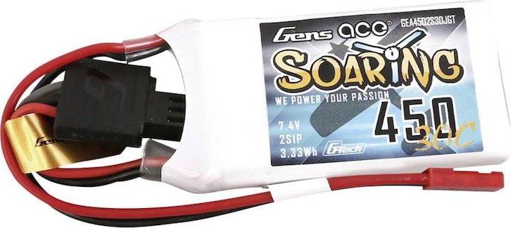 Actual product image Gens Ace Battery G-Tech Soaring 450mAh 7.4V 30C 2S1P JST-SYP (7.40 V, 450 mAh)