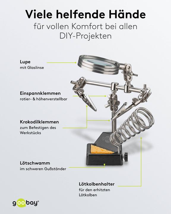 Actual product image Goobay Dritte Hand mit Lupe und Lötkolbenständer