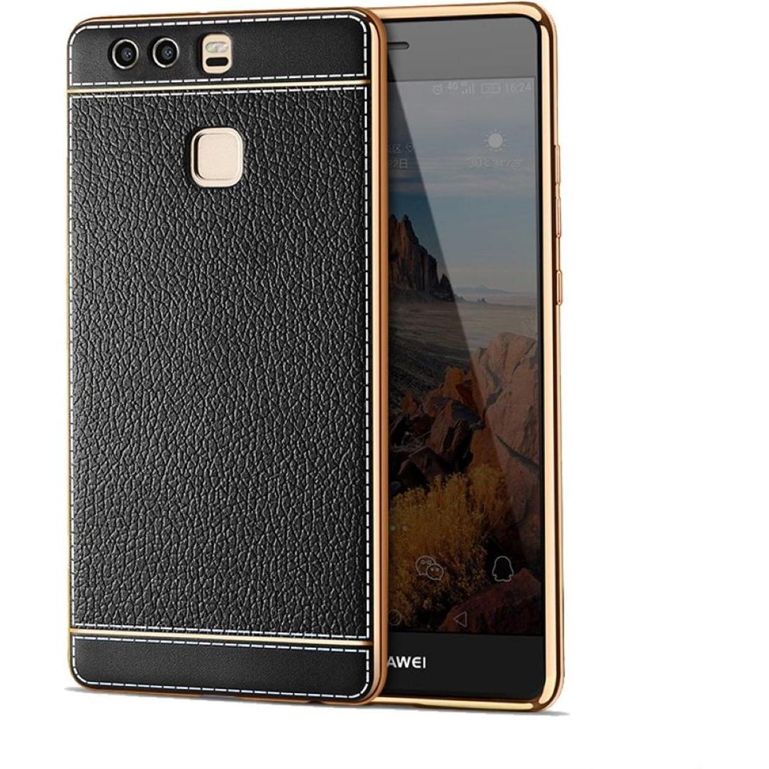 König Design Huawei P10 Lite Handy Hülle Schutz Case Chrom Back Cover Ultra Slim Schwarz (Huawei P10 Lite), Smartphone H...