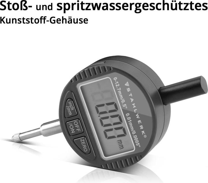 Immagine prodotto Stahlwerk Comparatore digitale con campo di misura 0-12,7 mm (0,5") in millimetri e pollici
