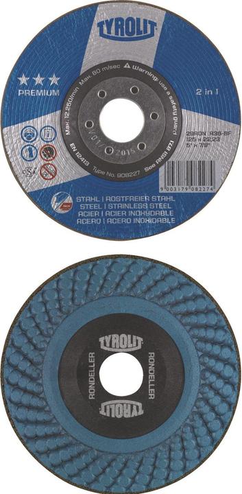 Immagine prodotto Tyrolit Mola RONDELLER® D125xSmmGrana 60 a gomito INOX/Acciaio Foro 22,23 mm (60)