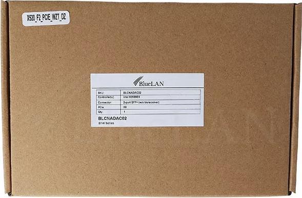 Actual product image BlueLAN Converged Network Adapter X520-DA2, Ethernet, FCoE, 10GbE Dual Port SFP+, Chipset: Intel 82599, PC (Mini PCI Express)