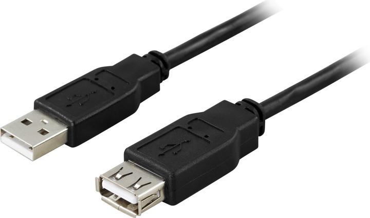 Produktbild Deltaco USB 2.0 kabel Typ A hane - Typ A hona 0,1m, svart (0.10 m, USB 2.0)