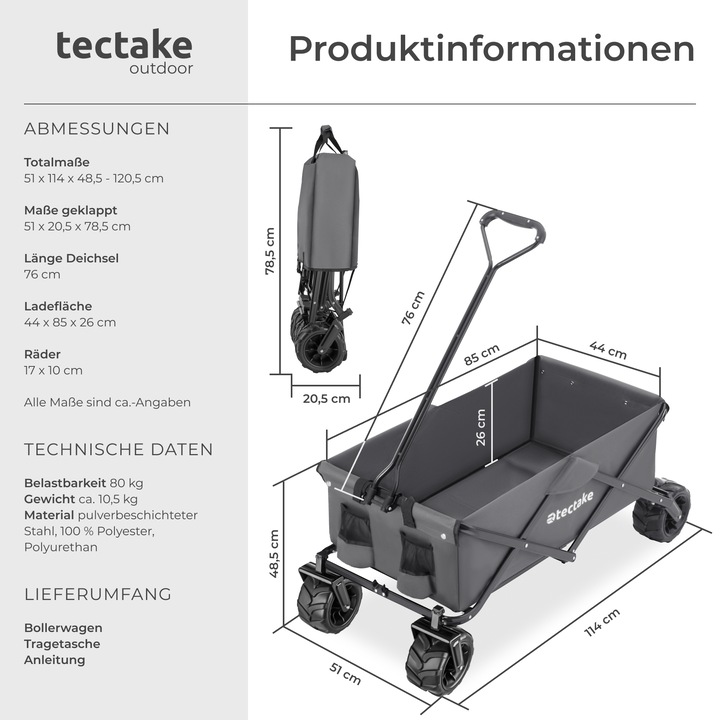 Produktbild tectake Faltbarer Bollerwagen
