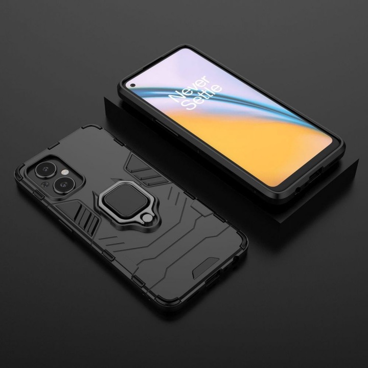 Actual product image Hurtel Ring Armor tough hybrid case cover + magnetic holder for OnePlus Nord N20 5G black (OnePlus North N20 5G)