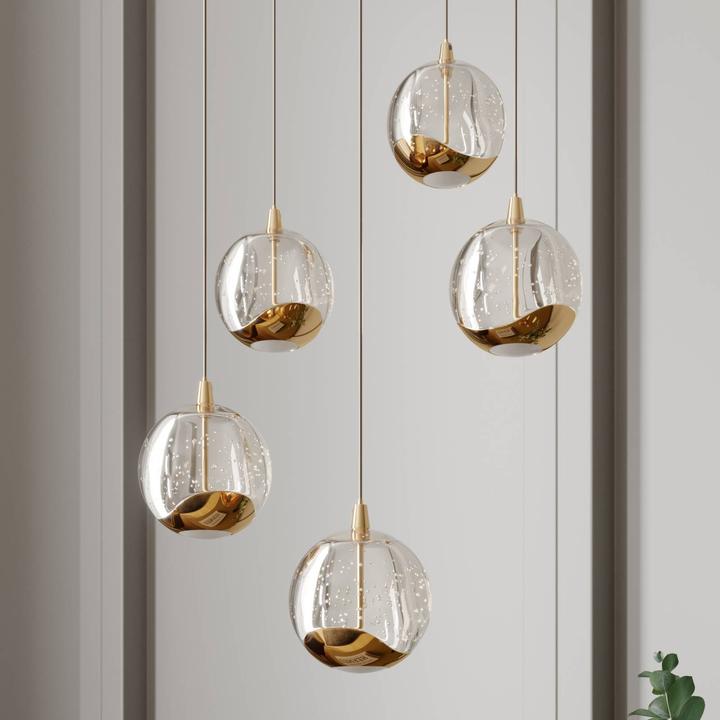 Actual product image Lucande Hayley 5 pendant light Clear/Gold (2066 lm)