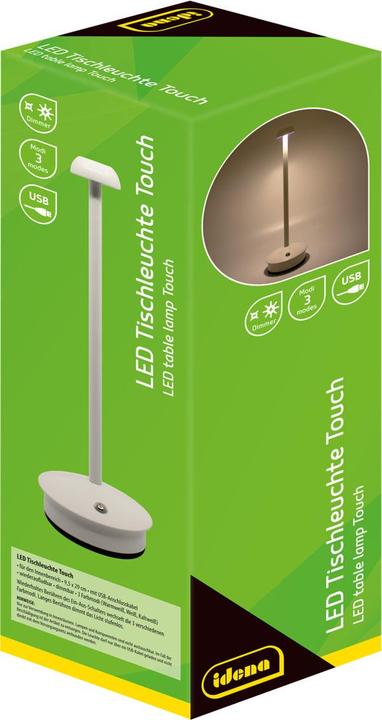 Immagine prodotto Idena Lampada da tavolo LED a batteria ricaricabile bianca 29cm dimmerabile per interni
