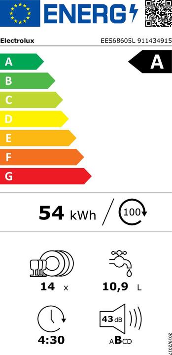 Label énergétique Electrolux EES68605L Série 600 SatelliteClean