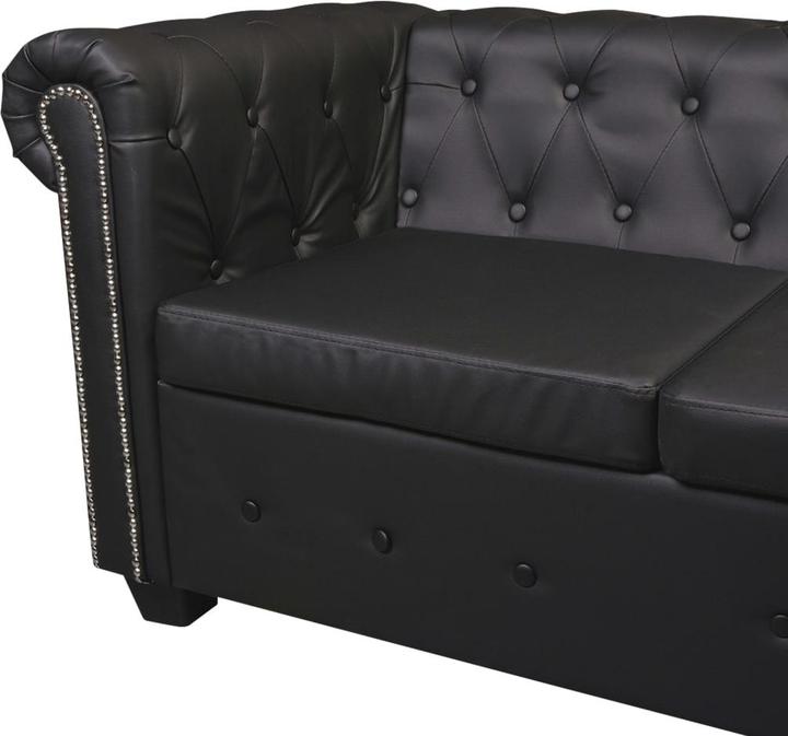 Produktbild vidaXL Chesterfield-Ecksofa 5-Sitzer Schwarz Kunstleder (Ecksofa)