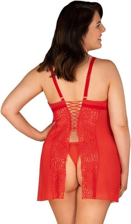 Produktbild Obsessive Babydoll mit Spitze und Rückenschnürung plus String (4XL, 5XL)