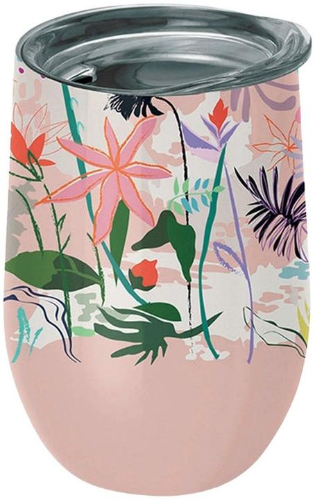 Chic.Mic BioLoco Thermobecher Office-Marsh flowers 420 ml, Grün/Rosa (0.42 l)
