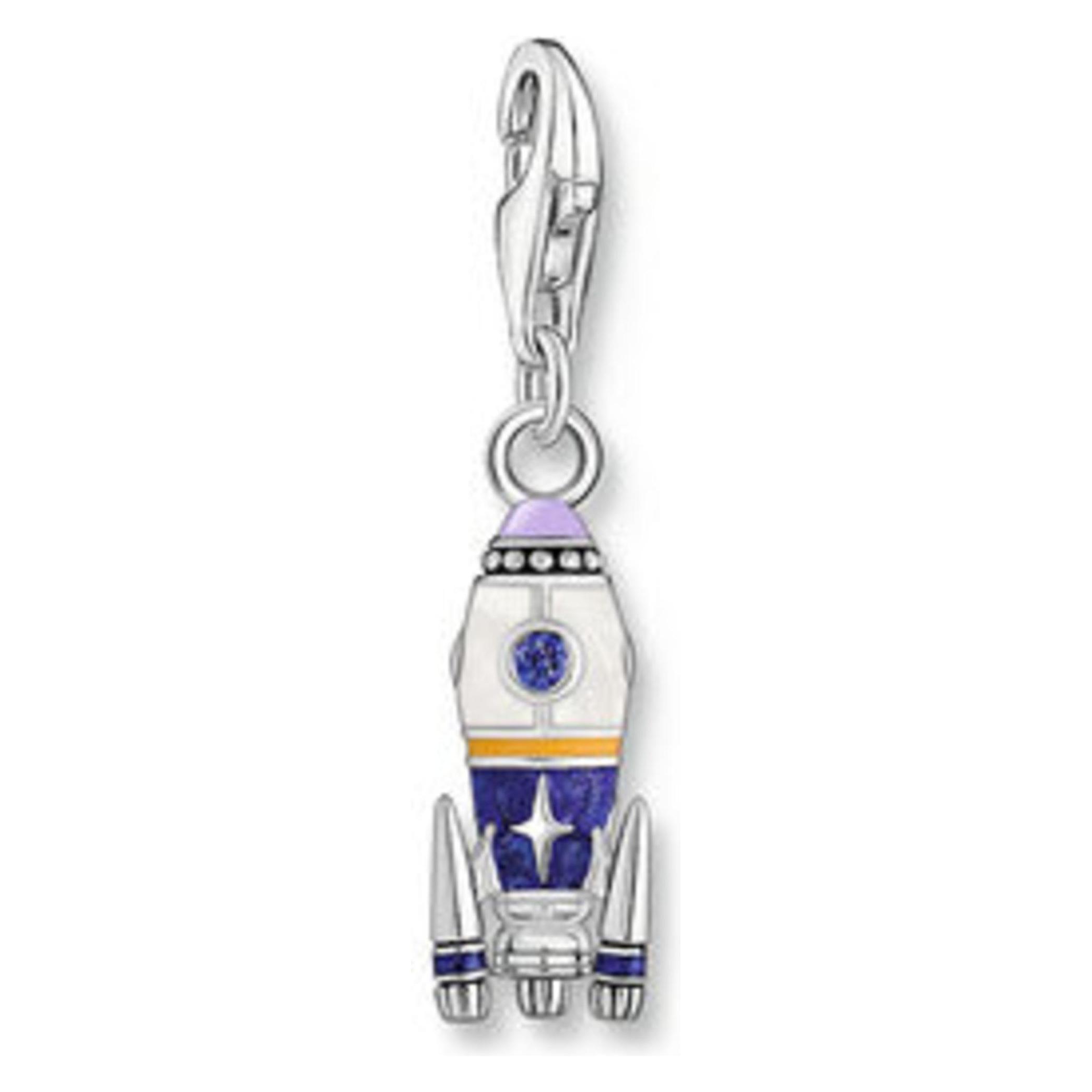 Thomas Sabo, Kettenanhänger, Charm-Anhänger Rakete Mit Bunter Kaltemaille Silber Geschwärzt, (925er Silber, Emaille)