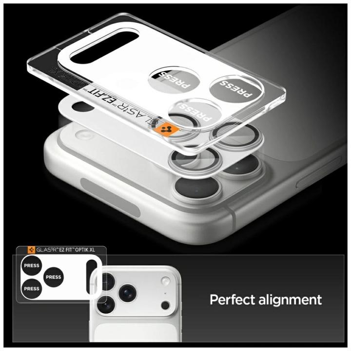Actual product image Spigen Optik Pro XL EZ Fit iPhone 17 Pro Lens Protector Silver (2 pcs., Apple iPhone 17 Pro)