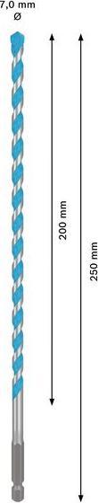 Produktbild Bosch Professional Zubehör Expert HEX-9 Multi Construction Bohrer, 7 x 200 x 250 mm (7 Millimeter)