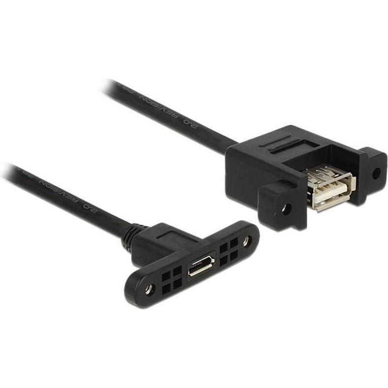 Delock USB2.0-Kabel A-MicroB: 1m, zum Einbau (1 m, USB 2.0), USB Kabel