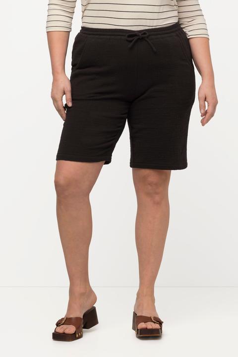 Immagine prodotto Ulla Popken Shorts in cotone biologico con crespatura a bolle, taglio della gamba largo e cintura elastica (42, 44)