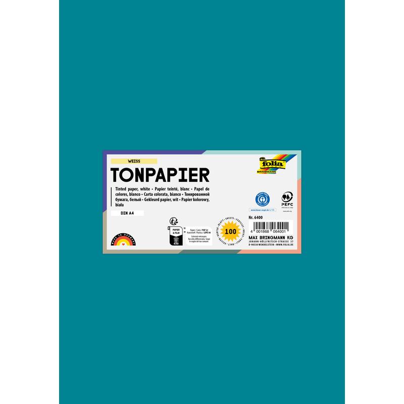 Thumbnail - Folia, Bastelpapier, Tonpapier, DIN A4, 130 g/qm, trkis (130 g/m², 100 x)