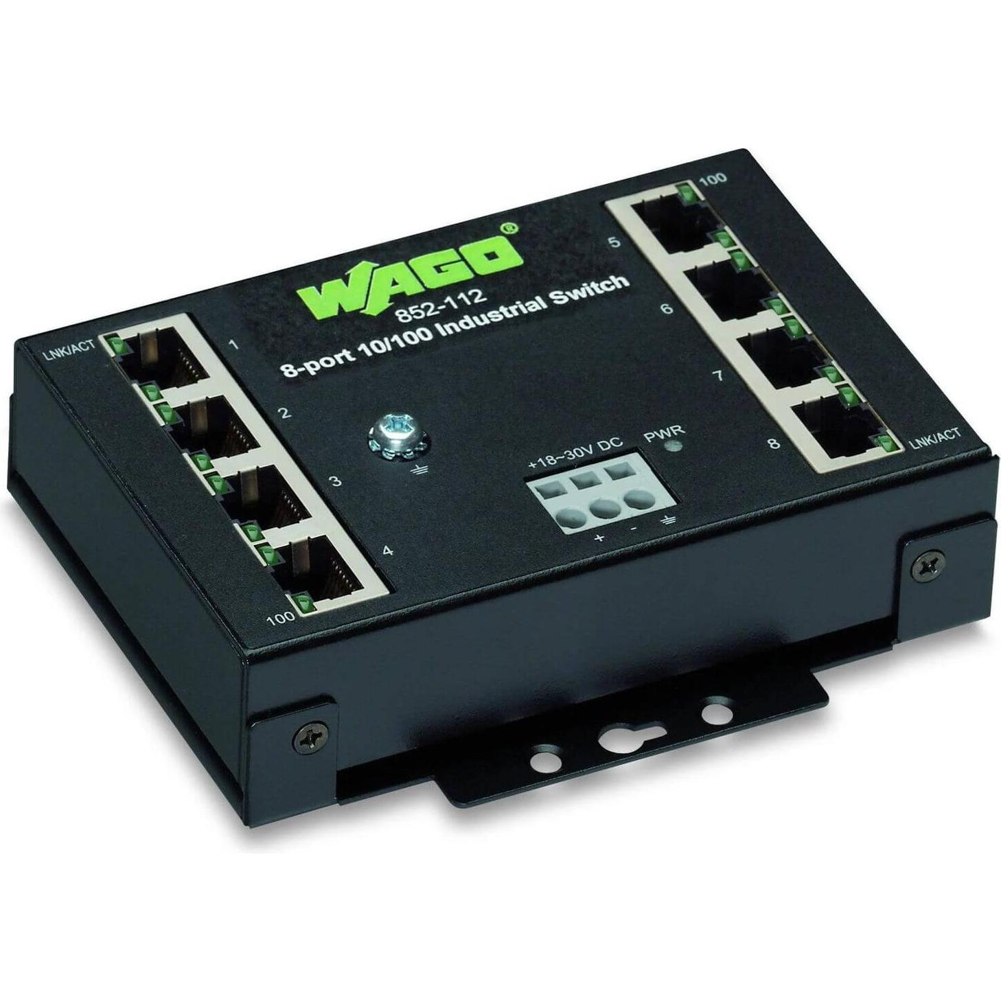 Wago Industrial Ethernet Switch ECO 8 Port (8 Ports), Netzwerk Switch, Schwarz