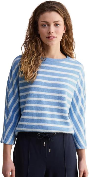 Actual product image Cecil Striped Boat Neck Three-Quarter Sleeve Shirt with Elastic Hem (XL)