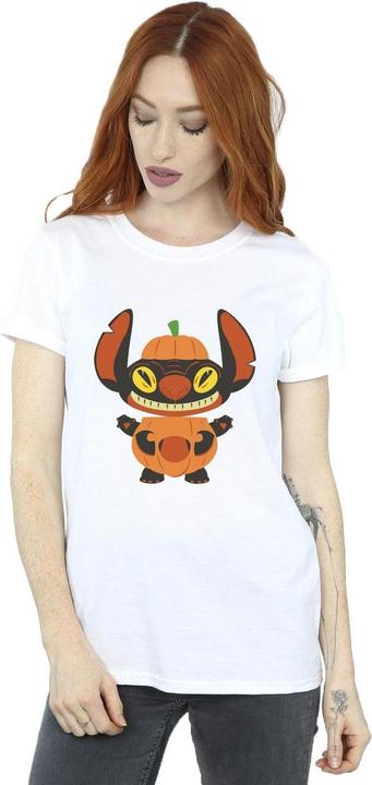 Actual product image Disney Womens/Ladies Lilo & Stitch Pumpkin Costume Cotton Boyfriend T-Shirt (3XL)