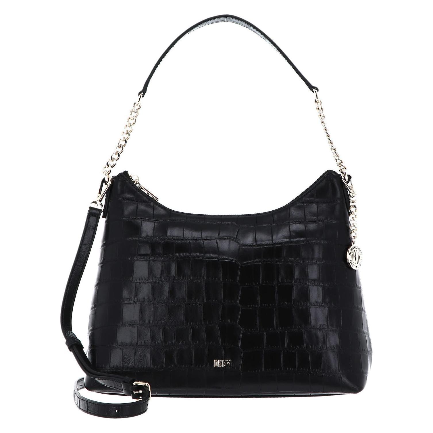 Dkny, Damen, Handtasche, Bryant Croco Conv Hobo, Schwarz