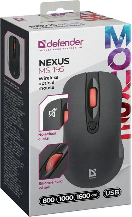 Actual product image Defender Mysz Nexus Ms-195 Rf Silent Czarna (Wireless)