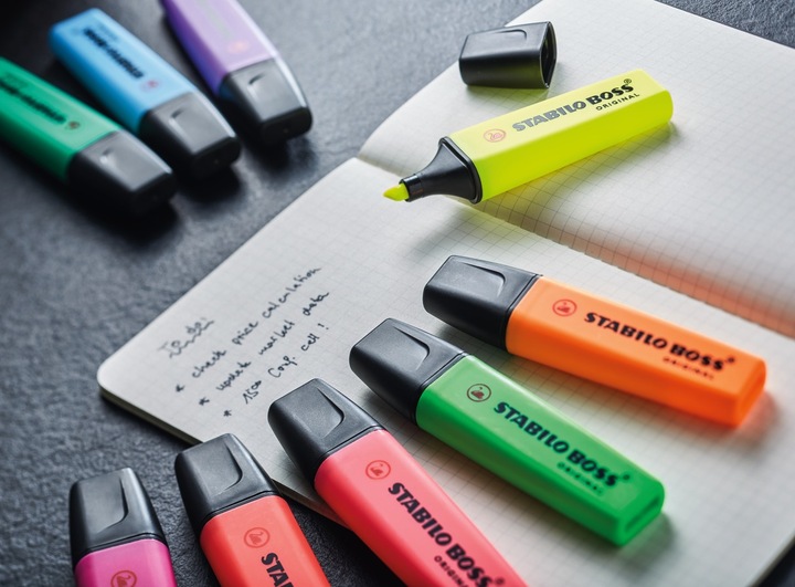 Image du produit STABILO Surligneur BOSS ORIGINAL (Orange, Jaune, Bleu, Vert, 5 mm, 4 x)