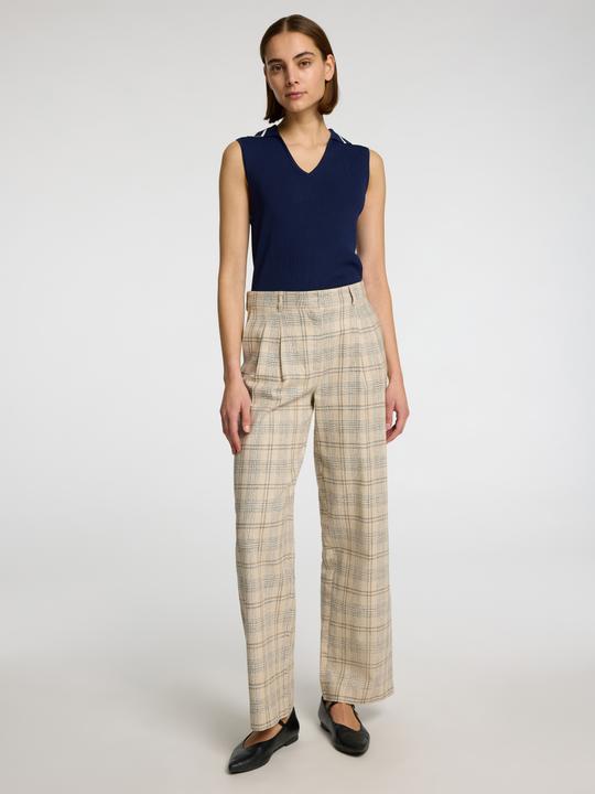 Immagine prodotto Selected Leinenmix Karo Hose mit weitem Bein (36)