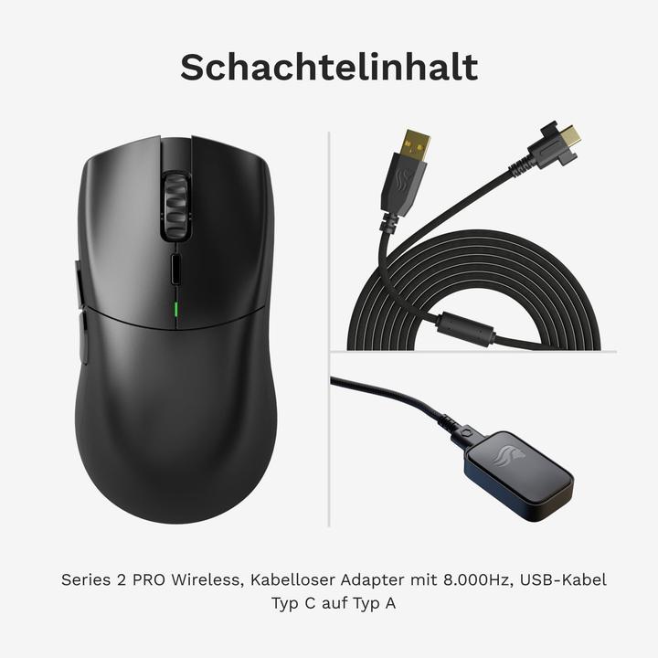 Actual product image Glorious Series 2 PRO Wireless Gaming Maus - schwarz (Cable, Wireless)