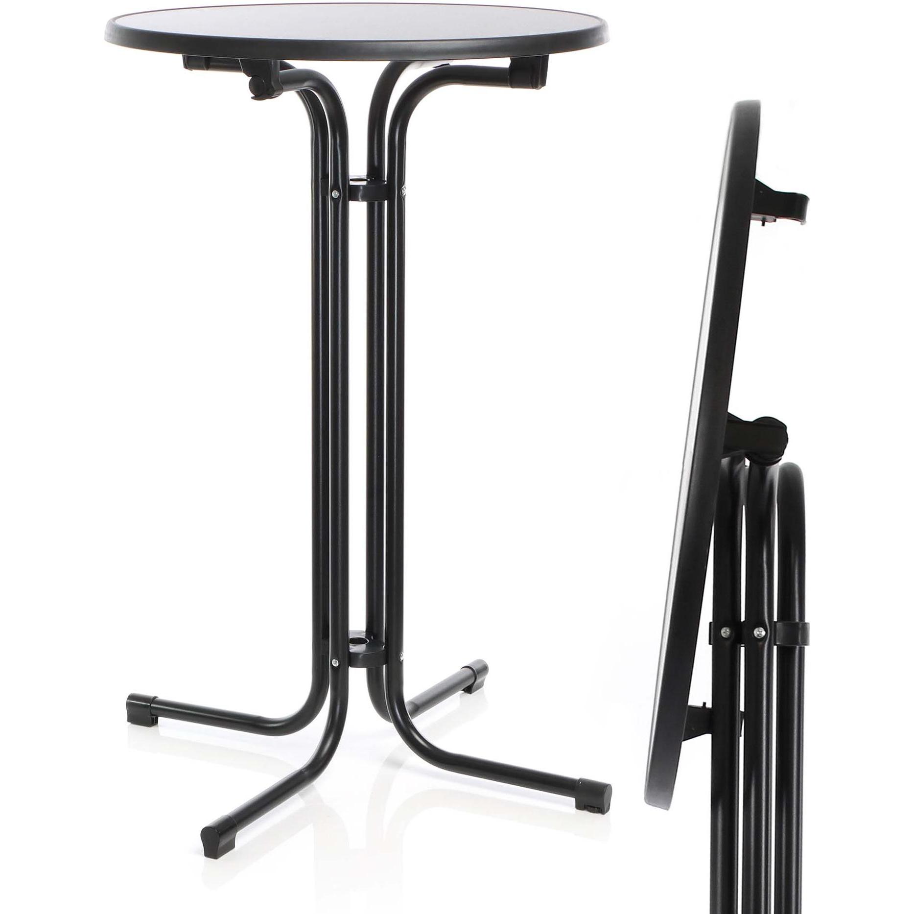 Wiltec, Bartisch, Toboli klappbarer Bistrotisch Schwarz Ø 70 cm Stehtisch Bartisch Partytisch rund