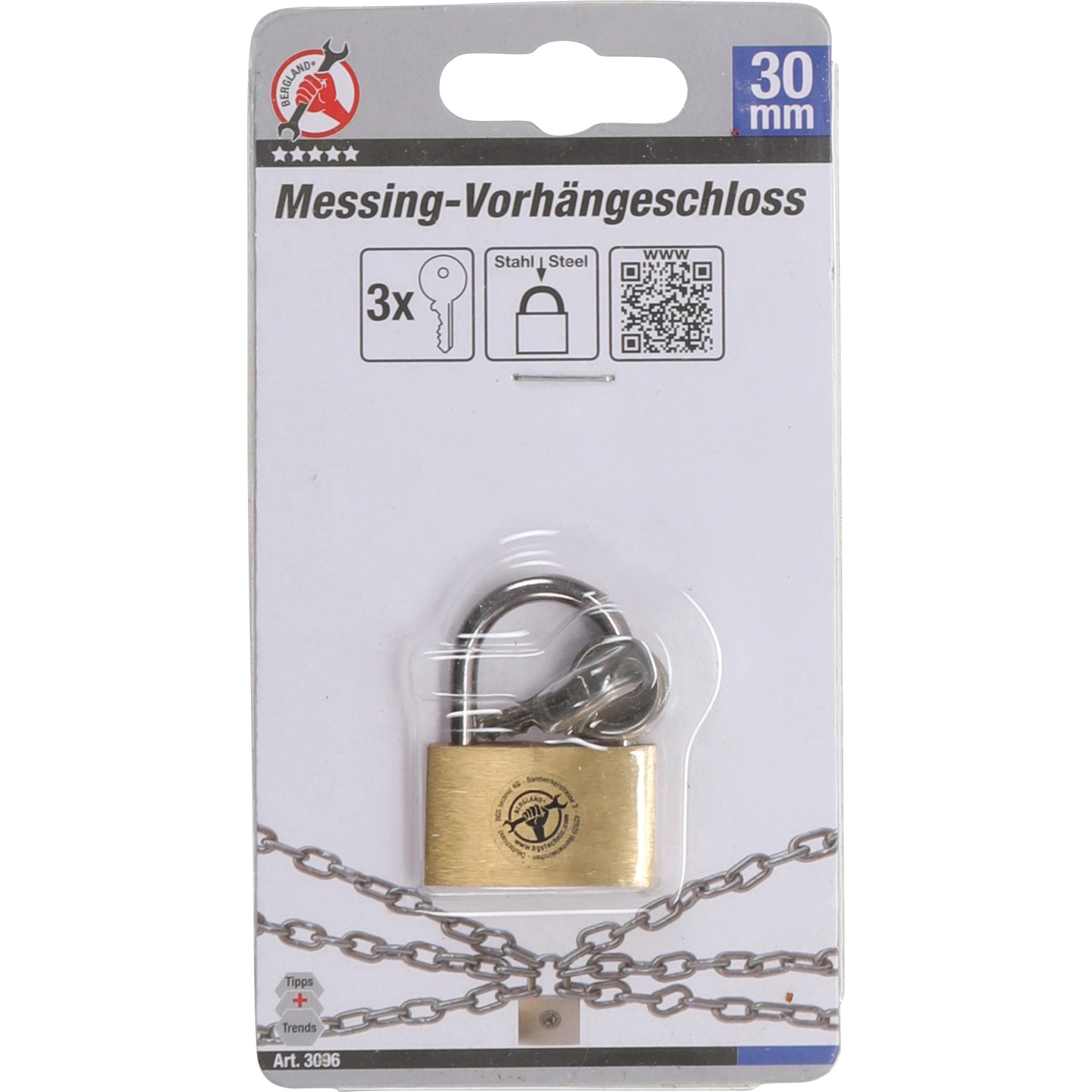 BGS, Vorhängeschloss, Messing-Vorhängeschloss 30 mm