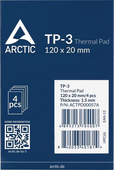 Produktbild Arctic TP-3 (120x20mm, t:1.5mm) Pack of 4pcs (1.50 mm)