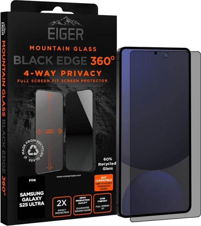 Eiger Mountain Glass Black Edge 360 (1 Stk., Samsung Galaxy S25 Ultra)