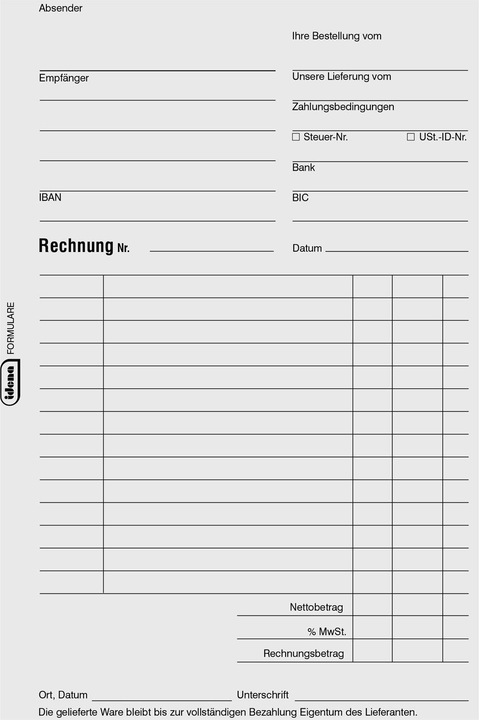 Produktbild Idena Rechnungsbuch A5 2x40 Blatt FSC-Mix (80 x)