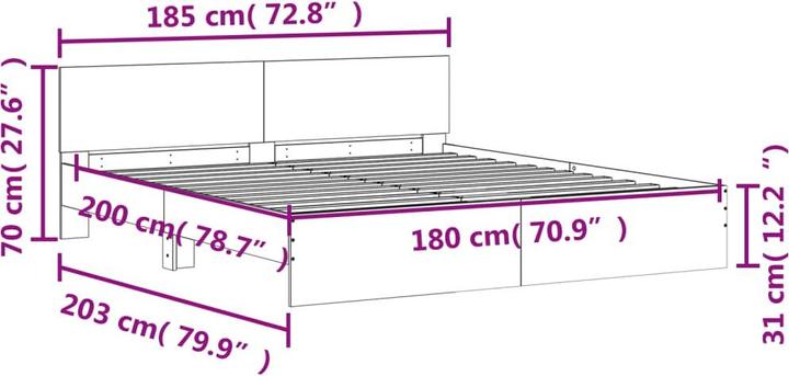 Produktbild vidaXL Bettgestell (200 x 200 cm)