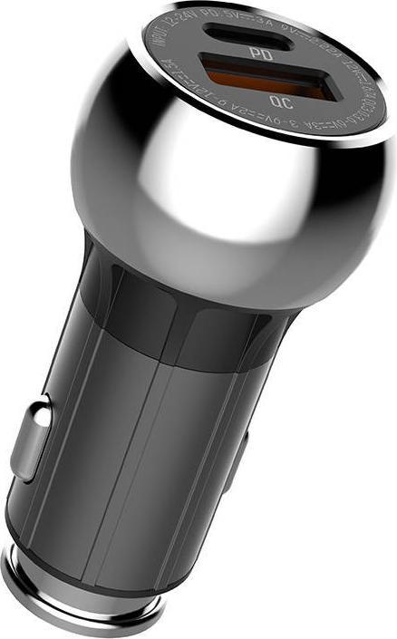 Ldnio Car charger C1, USB + USB-C, PD + QC 3.0, 36W (black)