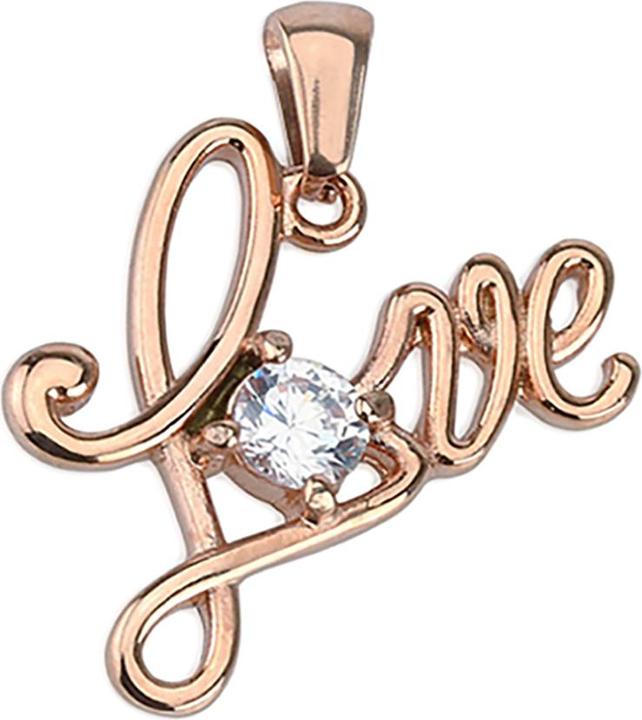 Image du produit Star Piercing Pendentif or rose Love avec cristal (Acier chirurgical 316L, sans laiton)