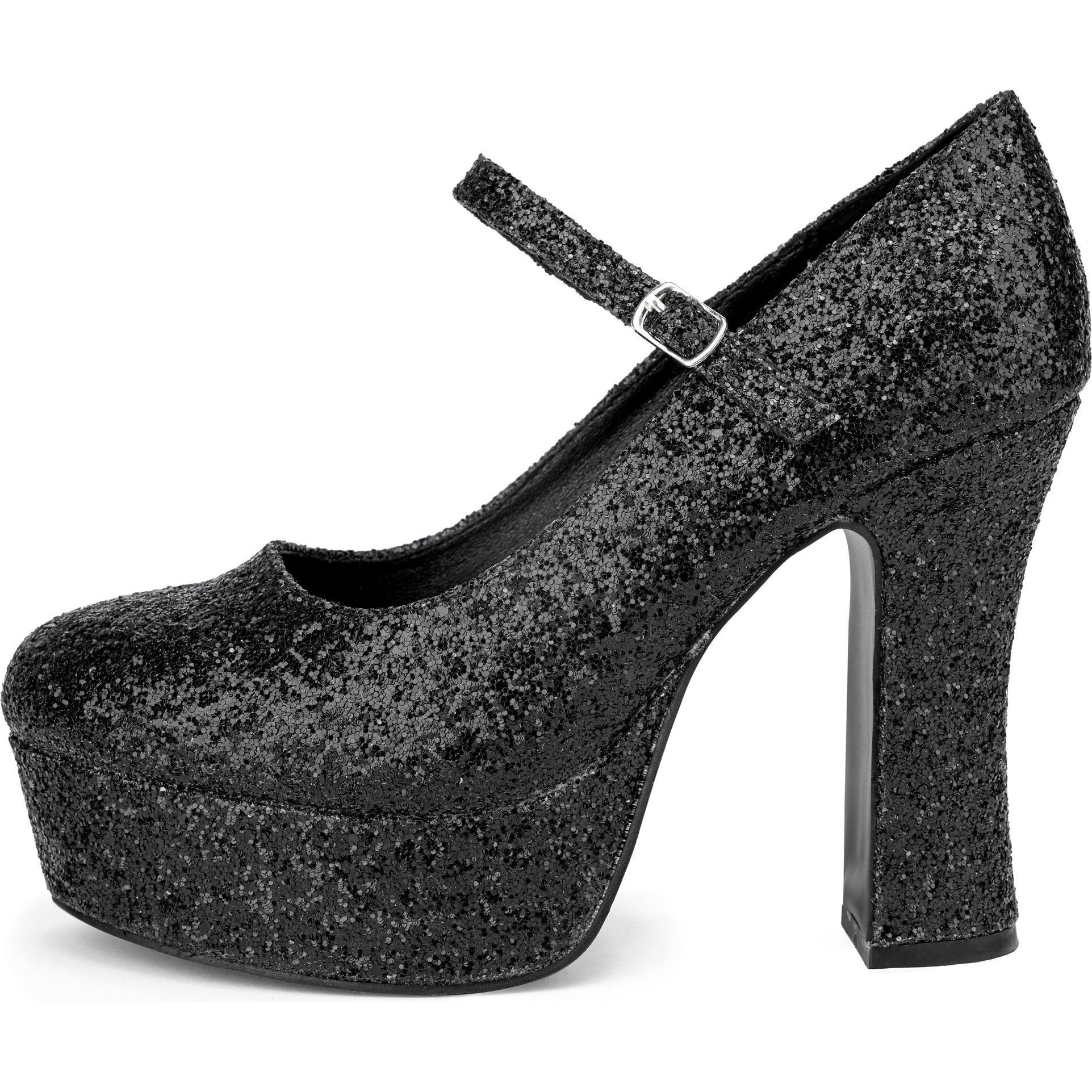 Maskworld Plateau Schuhe glitter-schwarz