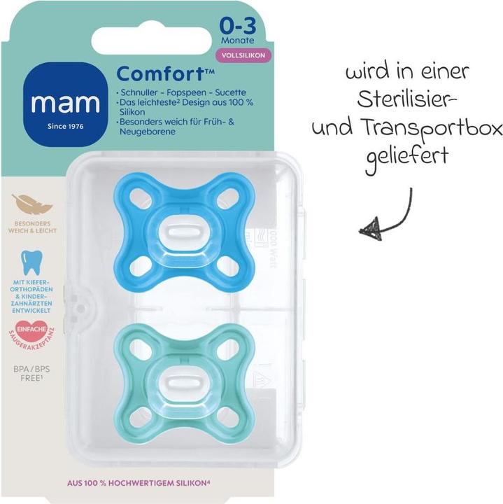 Produktbild MAM Schnuller Schnuller 2er Pack Comfort - Silikon Newborn (2 x)
