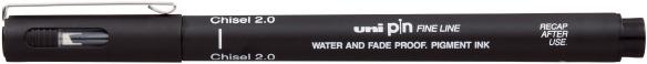 Actual product image Uni-ball Fineliner PIN Chisel 2.0, wedge tip, black (Black, Black, 1x)